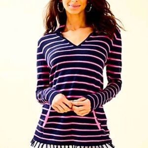 Lilly Pulitzer Navy and Pink Striped Sweater